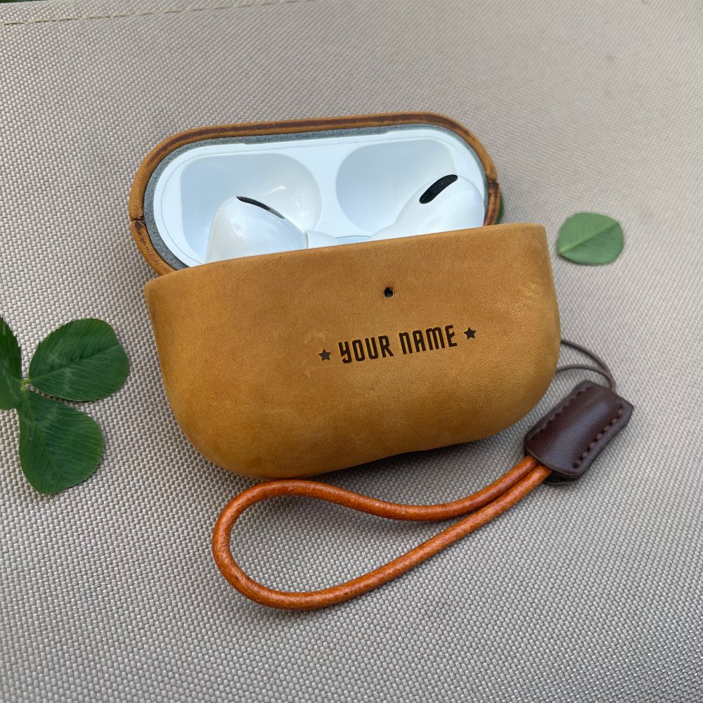 Personalised AirPods Pro / Pro 2 Leather Case Light Brown