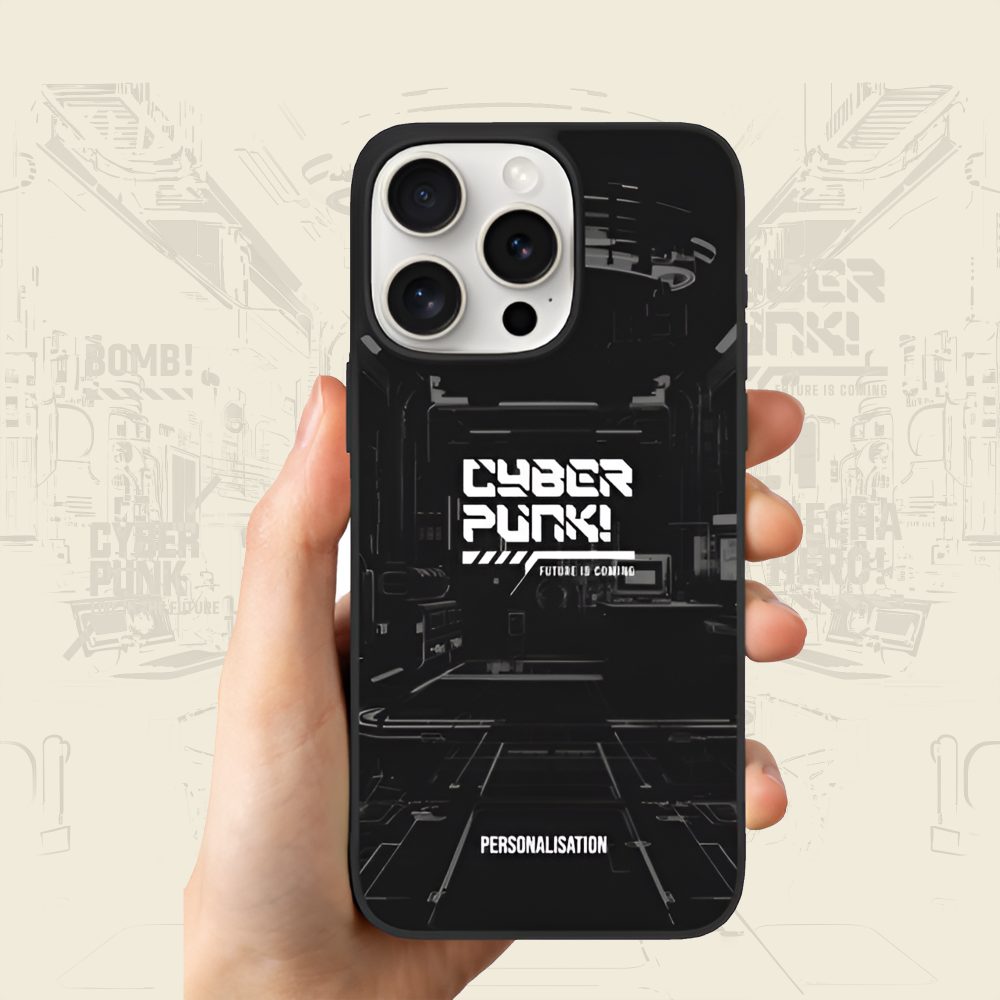 Cyberpunk iPhone Case - Print Personalised Text and Cyberpunk Pattern