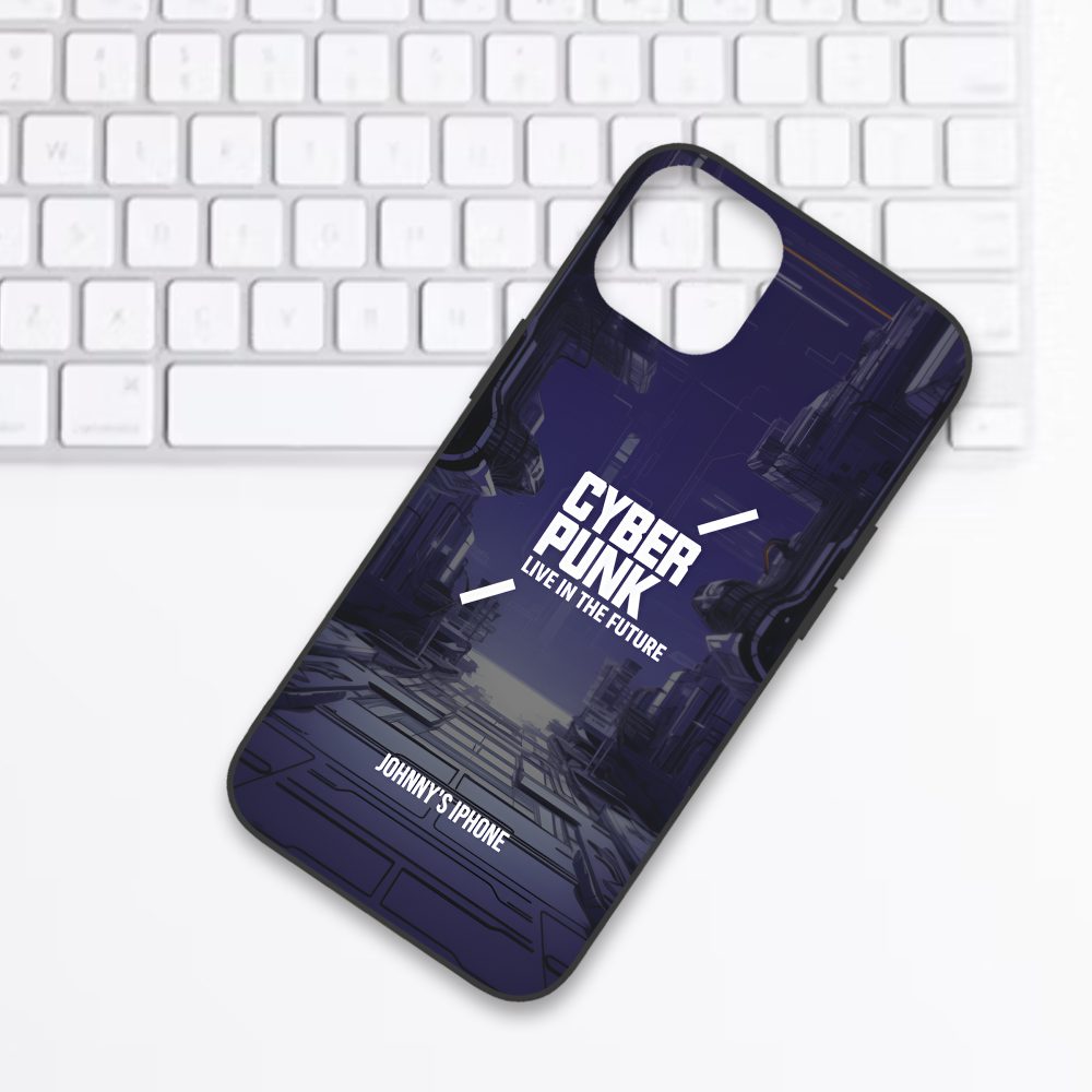 Cyberpunk iPhone Case - Print Personalised Text and Cyberpunk Pattern