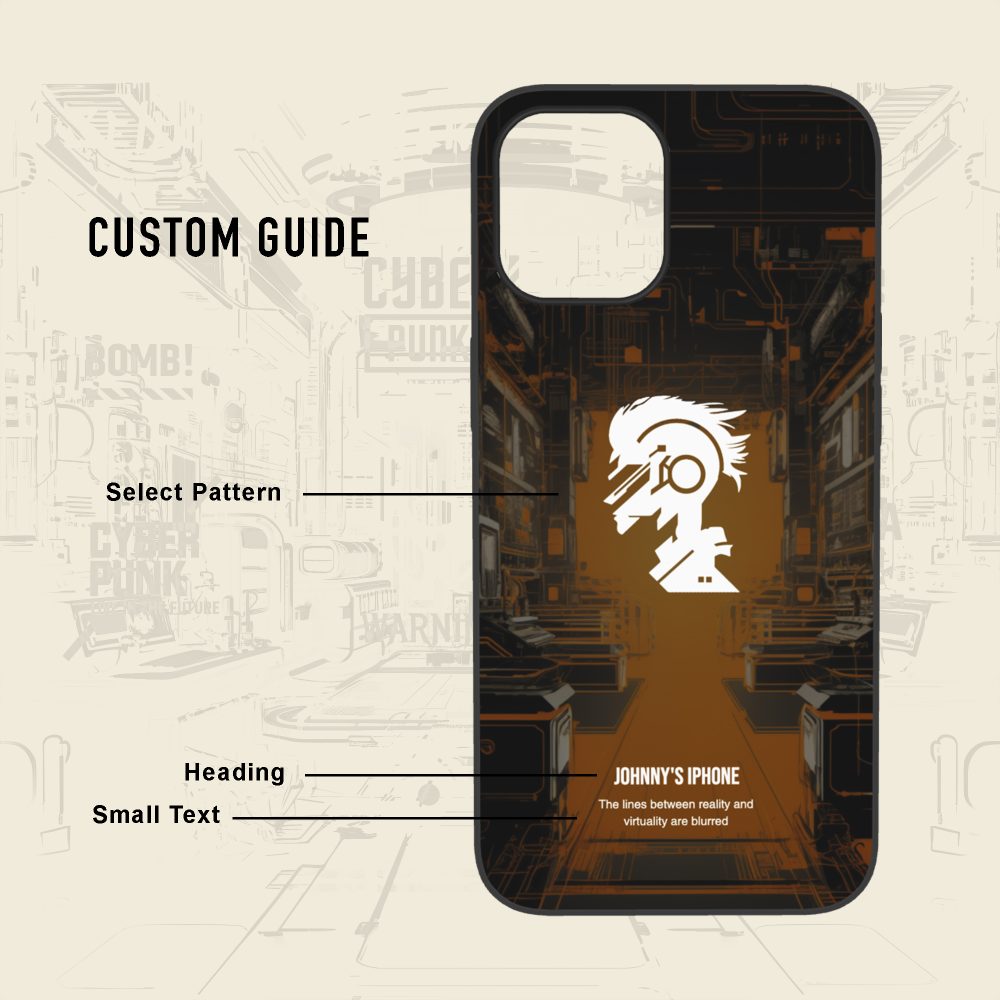 Cyberpunk iPhone Case - Print Personalised Text and Cyberpunk Pattern