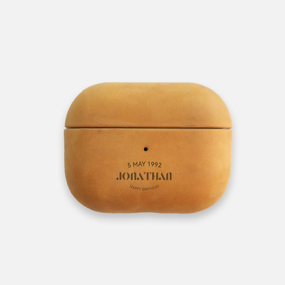 Personalised AirPods Pro / Pro 2 Leather Case Light Brown