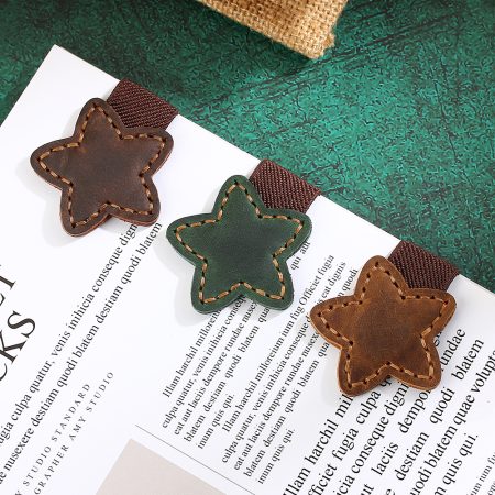 Magnetic Star-shaped Leather Bookmark