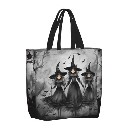 Personalized Halloween Witch Bag - Gothic Tote Shopping Bag, Trick or Treat Bag, Halloween Gift for Her