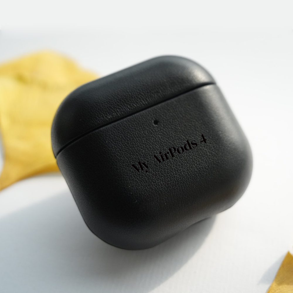 Black AirPods 4 Leather Case - Genuine AirPods Leather Case